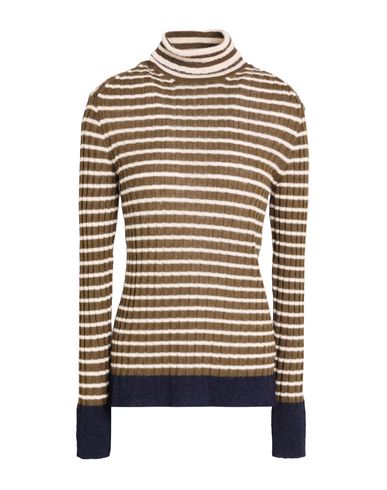 Alysi Woman Turtleneck Military Green Size L Wool, Alpaca Wool, Polyamide