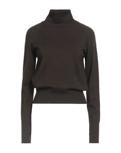 Hinnominate Woman Turtleneck Dark Brown Size Xs Viscose, Polyester, Polyamide In Black