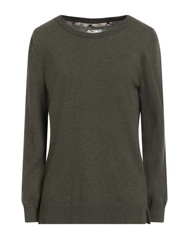 Barbour Woman Sweater Military Green Size 8 Wool, Cotton