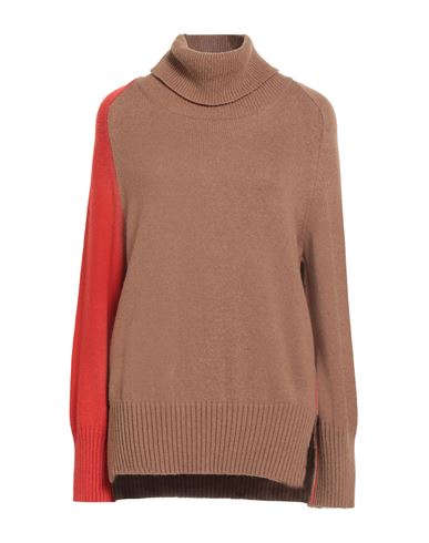 Maria Bellentani Woman Turtleneck Camel Size 12 Polyamide, Wool, Viscose, Cashmere