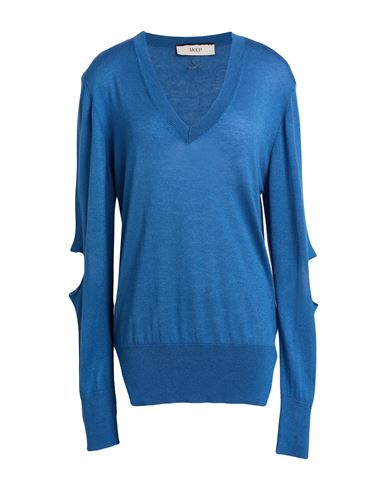Akep Woman Sweater Slate Blue Size 8 Viscose, Merino Wool, Polyamide In Blue