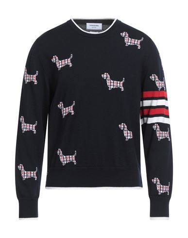 Thom Browne Man Sweater Navy Size 4 Virgin Wool, Polyamide In Multi