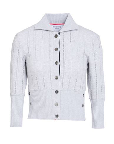 Thom Browne Woman Cardigan Light Grey Size 8 Cotton, Elastane