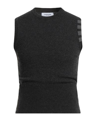 Thom Browne Man Sweater Charcoal Size 3 Cashmere In Black
