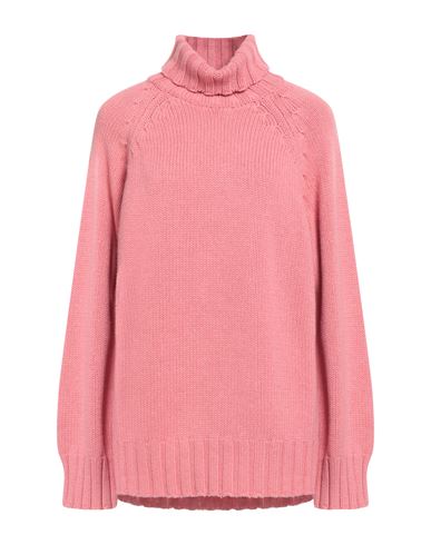 Shop Malo Woman Turtleneck Salmon Pink Size M Cashmere