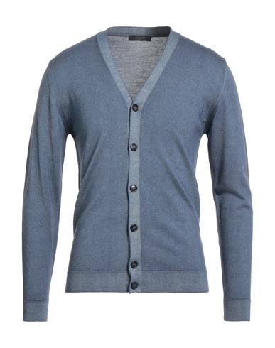 Daniele Fiesoli Man Cardigan Slate Blue Size M Merino Wool