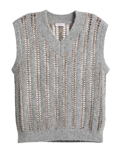 Brunello Cucinelli Sparkling Beige Cashmere Wool Vest In Gray