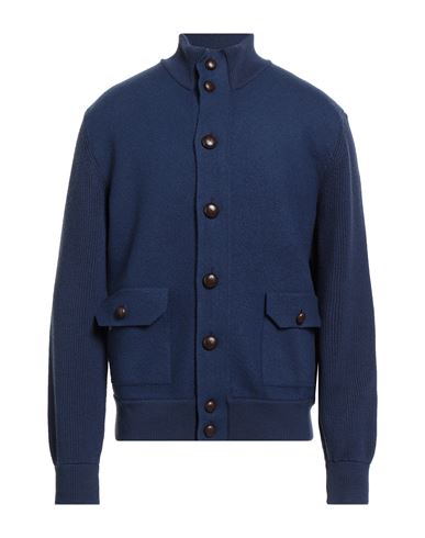 Malo Man Cardigan Navy Size 46 Virgin Wool In Blue