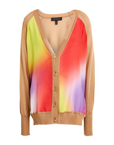Escada Woman Cardigan Camel Size M Viscose, Silk