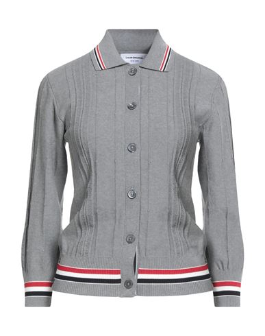 Thom Browne Woman Cardigan Light Grey Size 6 Cotton