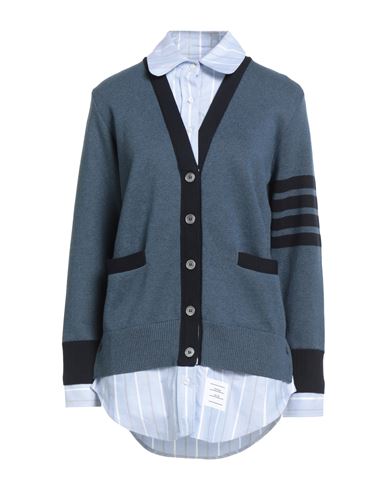 Thom Browne Woman Cardigan Slate Blue Size 4 Cotton
