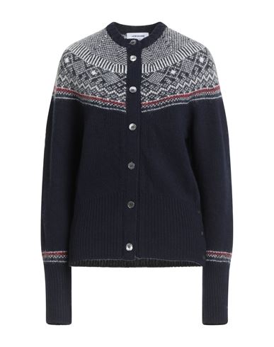 Thom Browne Woman Cardigan Midnight Blue Size 6 Virgin Wool, Mohair Wool, Polyamide, Wool
