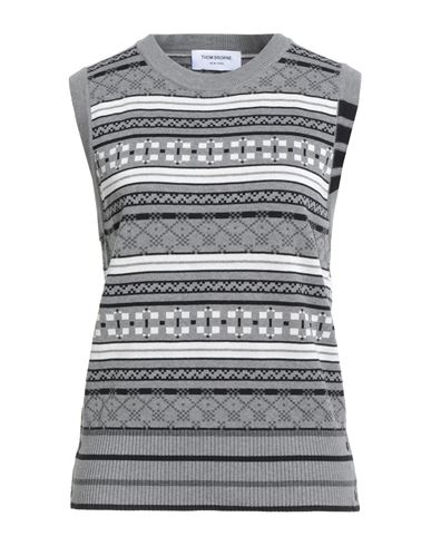 Thom Browne Woman Sweater Light Grey Size 8 Cotton