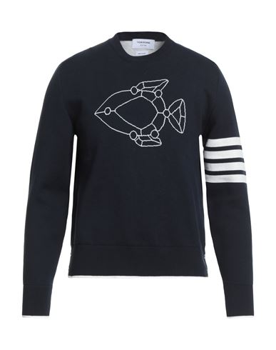 Thom Browne Man Sweater Midnight Blue Size 3 Cotton, Polyamide, Elastane