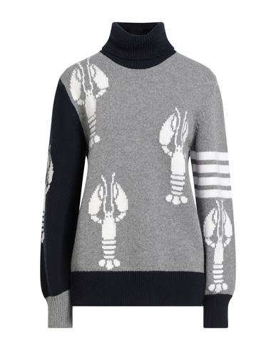 Thom Browne Woman Turtleneck Light Grey Size 6 Virgin Wool