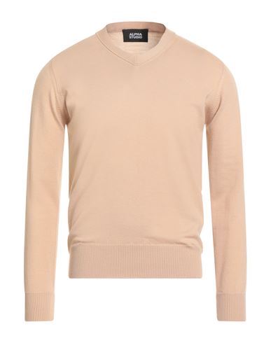 Alpha Studio Man Sweater Beige Size 46 Merino Wool