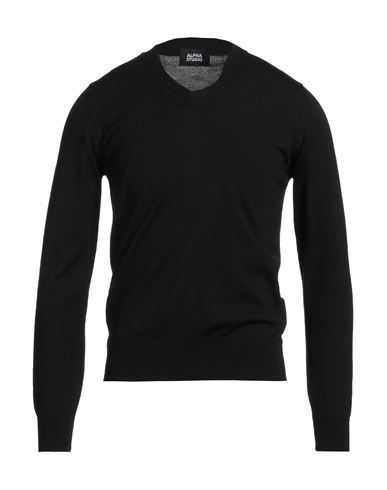 Alpha Studio Man Sweater Black Size 48 Merino Wool