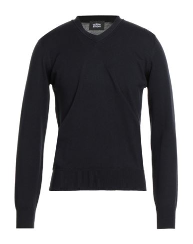 Alpha Studio Man Sweater Midnight Blue Size 46 Merino Wool