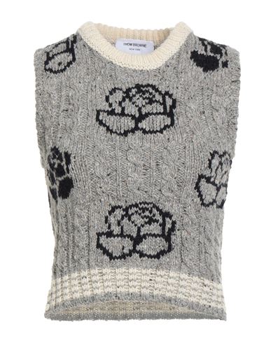 Thom Browne Woman Sweater Grey Size 8 Wool, Mohair Wool