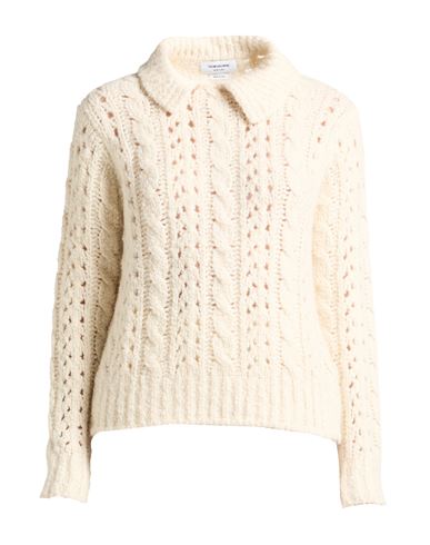 Thom Browne Woman Sweater Cream Size 6 Virgin Wool, Cashmere, Silk
