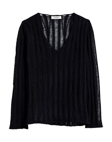 Alpha Studio Woman Sweater Black Size 10 Baby Alpaca Wool, Recycled Polyamide, Polyamide In Black