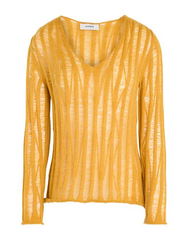 Alpha Studio Woman Sweater Marigold Size 10 Baby Alpaca Wool, Recycled Polyamide, Polyamide In Yellow