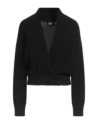 Alpha Studio Woman Cardigan Black Size 12 Merino Wool In Black