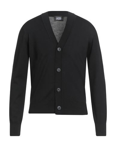 Alpha Studio Man Cardigan Black Size 44 Merino Wool