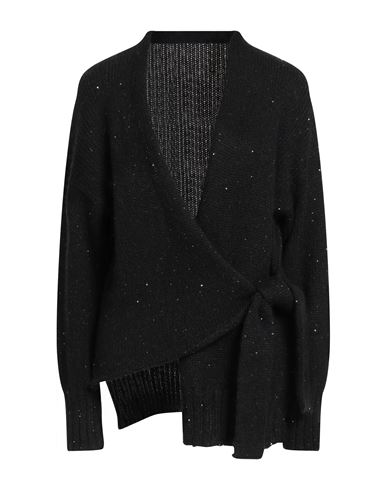 Alpha Studio Woman Cardigan Black Size 8 Polyester, Alpaca Wool, Nylon, Wool