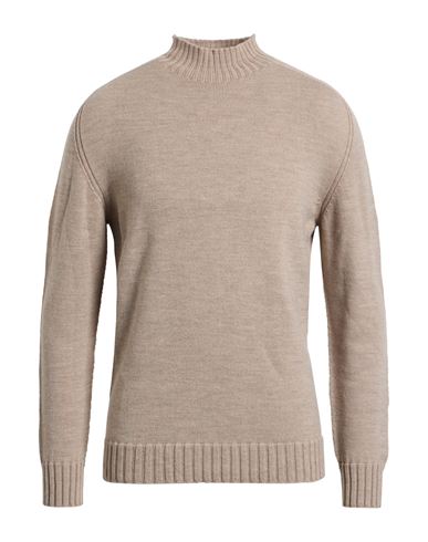 Alpha Studio Man Turtleneck Sand Size 48 Merino Wool In Brown