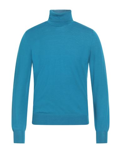 Gran Sasso Man Turtleneck Turquoise Size 46 Virgin Wool In Blue