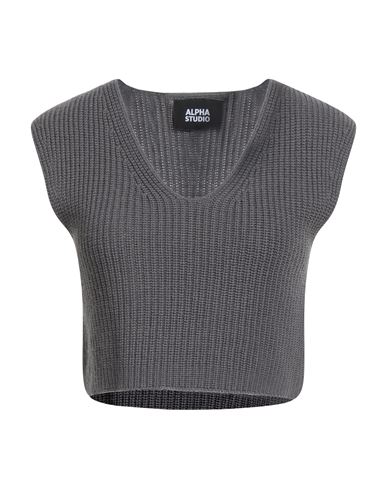Alpha Studio Woman Sweater Charcoal Size 10 Merino Wool