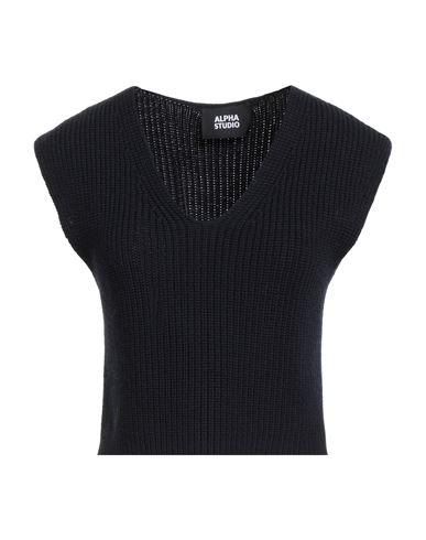 Alpha Studio Woman Sweater Midnight Blue Size 8 Merino Wool