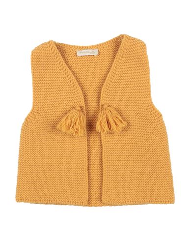 Wedoble Newborn Girl Cardigan Marigold Size 3 Merino Wool In Yellow