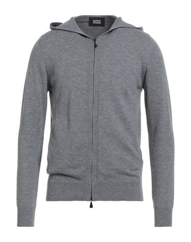 Alpha Studio Man Cardigan Grey Size 44 Geelong Wool In Gray