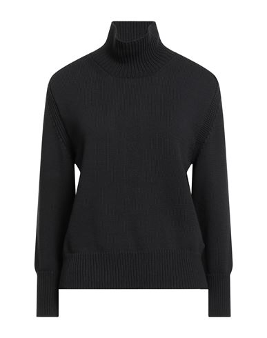 Alpha Studio Woman Turtleneck Black Size 8 Cotton, Polyamide In Black