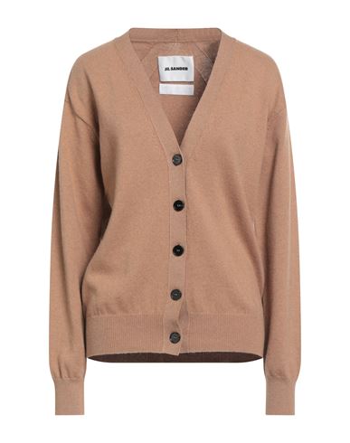 Jil Sander Woman Cardigan Brown Size 2 Cotton, Cashmere