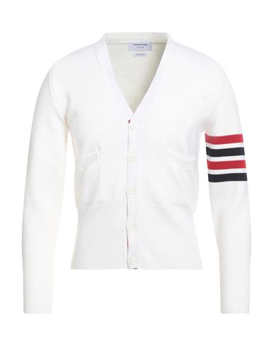 Thom Browne Man Cardigan White Size 0 Merino Wool In White