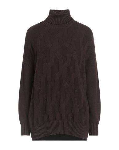 Diana Gallesi Woman Turtleneck Chocolate Brown Size L Viscose, Polyester, Polyamide In Brown