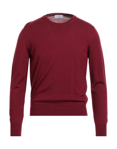 Sonrisa Man Sweater Garnet Size 38 Merino Wool In Red