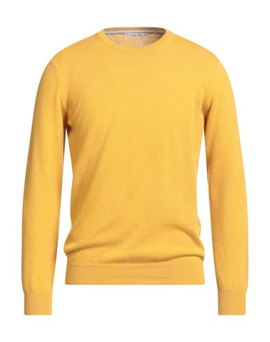 Kangra Cashmere Kangra Man Sweater Marigold Size 40 Cashmere In Yellow