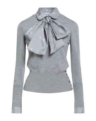 Thom Browne Woman Sweater Light Grey Size 8 Wool, Polyamide, Silk