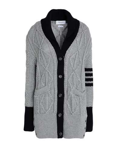 Thom Browne Woman Cardigan Light Grey Size 6 Virgin Wool