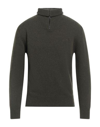 Daniele Fiesoli Man Turtleneck Military Green Size L Merino Wool, Polyamide In Black