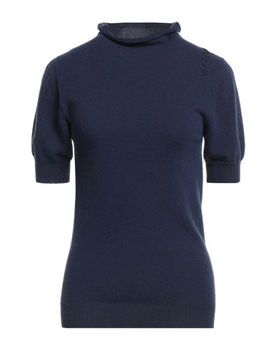 Marni Woman Turtleneck Blue Size 8 Virgin Wool, Cashmere In Blue