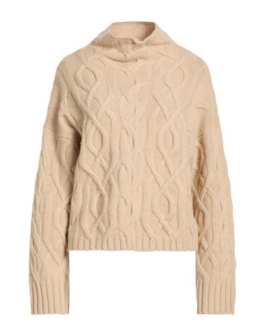 Alpha Studio Woman Turtleneck Beige Size 8 Wool, Viscose, Polyamide, Cashmere In Neutral