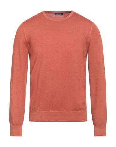Barba Napoli Man Sweater Rust Size 40 Virgin Wool In Orange
