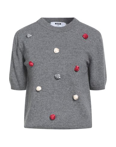 Msgm Woman Sweater Grey Size M Wool, Viscose, Polyamide, Cashmere In Gray