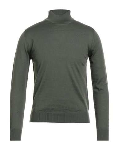 Luigi Borrelli Napoli Man Turtleneck Military Green Size 42 Wool In Green