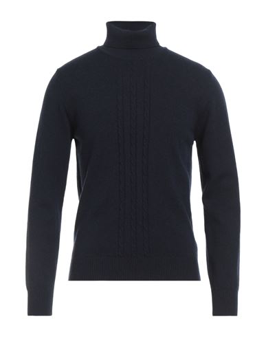 Luigi Borrelli Napoli Man Turtleneck Midnight Blue Size 44 Virgin Wool, Silk, Cashmere In Blue